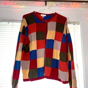 Christopher&banks,checkered button up cardigan.